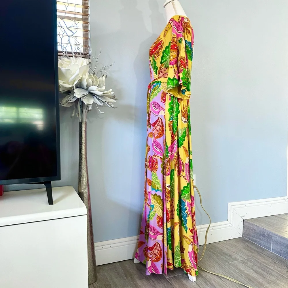 FARM RIO Mixed Beaks & Bananas Maxi Wrap Dress - Picture 13 of 16